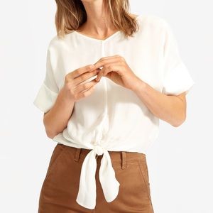 Everlane The Cupro Tie-Front Top